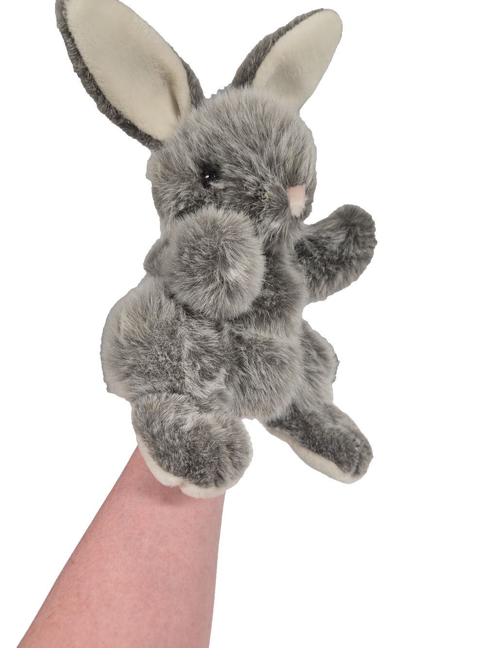 Plush Creations Inc Vintage 1996 Bunny Rabbit Hand Puppet Gray White 13 Inch